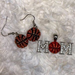 Basketball Charm & Earrings Set